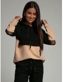 Two-color tracksuit with transparent inserts on the sleeves, beige FI530 - Online store - Boutique